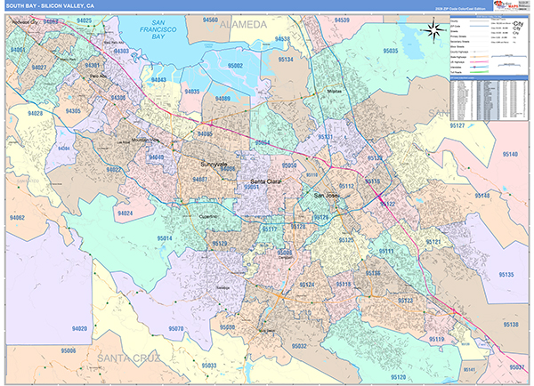 South Bay-Silicon Valley Metro Area Wall Map